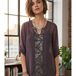 Angie semi sheer sequin tunic
